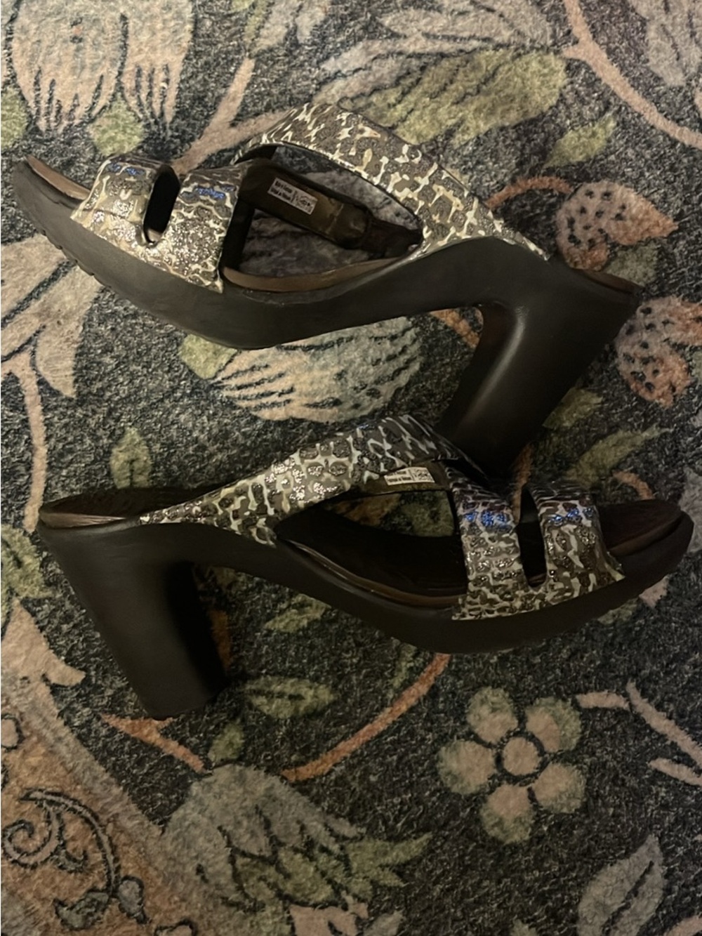 CROCS Brown and Cream Patterned Slide Sandals - Picture 5 of 6